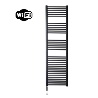 Sanicare HVW Elektrische Radiator - 172x45cm - 920W - wifi - thermostaat - chroom - linksonder - mat zwart