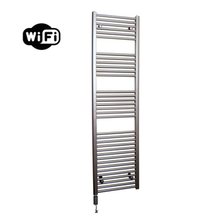 Sanicare HVW Radiateur électrique - 172x45cm - 920W - wifi - thermostat - noir - en bas à gauche - aspect inox (argent)