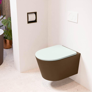 MONDIAZ LAVIE wandclosetpack - 36x53cm - diepspoel - rimless - Rust (bruin) - softclose - quick-release - toiletzitting - Greey (grijs)