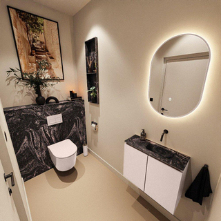 MONDIAZ TURE-DLUX Meuble toilette - 60cm - Rosee - EDEN - vasque Lava - position droite - sans trou de robinet