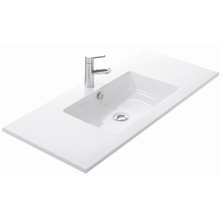 Thebalux Type Slimline lavabo 101x46x2cm 1 trou de robinet 1 vasque rectangulaire céramique blanc brillant