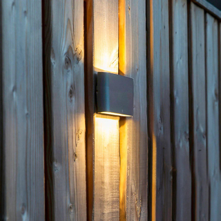 QAZQA Batt wandlamp - 17.5x9x3cm - incl. LED - IP65 - mat donkergrijs