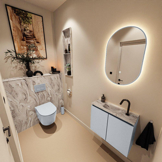 MONDIAZ TURE-DLUX Meuble toilette - 60cm - Clay - EDEN - vasque Glace - position centrale - 1 trou de robinet