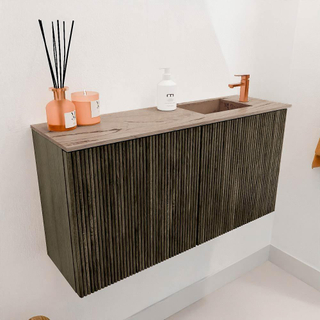 Mondiaz JOYA-DLUX Meuble de toilette 80cm - couleur Shadow - Vasque FAYE position Droite 1 trou de robinet couleur Arena