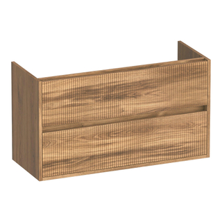 BRAUER Adore Wavy wastafelonderkast ondiep 100 2 softclose lades - greeploos - 1 sifon uitsparing - Honey