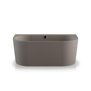 PliegerKansasbad back to wall acryl met waterinlaat155x80x60cminclusief af-en overloopgarnituur chroom en potencementgrijs