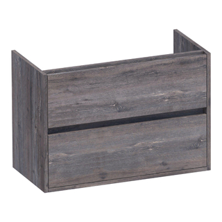 BRAUER Adore wastafelonderkast ondiep - 80x39x55cm - 2 softclose lades - greeploos - 1 sifon uitsparing - Driftwood