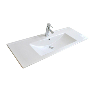 Sanicare q15 lavabo 120x45cm 1 trou pour robinet avec trop-plein rectangle céramique blanc