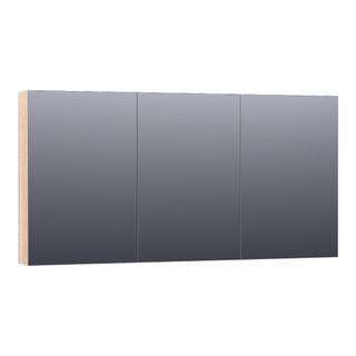 BRAUER Plain Spiegelkast - 140x70x15cm - 3 links- en rechtsdraaiende spiegeldeuren hout - white oak