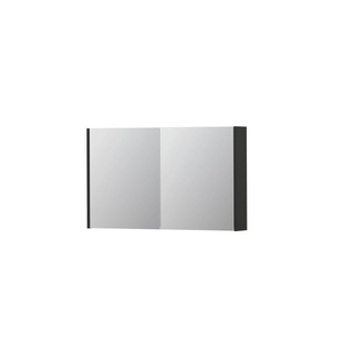 INK SPK1 Spiegelkast - 100x14x60cm - 2 deuren - dubbelzijdige Spiegel - schakelaar en stopcontact - MDF lak antraciet mat