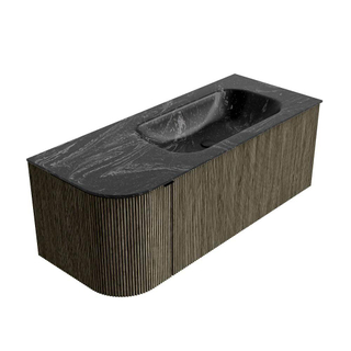 Mondiaz KURVE-DLUX Badkamermeubelset - 115x46x40cm - 1 lade - 1 deur - wastafel solid surface - rechts - zonder kraangat - Shadow
