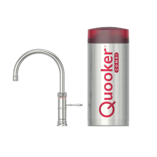 Quooker BE Classic Fusion Round kokendwaterkraan - draaibare uitloop - Combi+ reservoir - Warm / kokend water - RVS