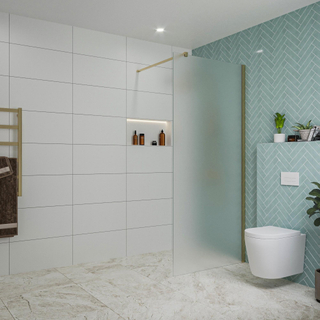 FugaFlow Eccelente Vetro inloopdouche badkamer - 90x200cm - mat glas - wandarm - geborsteld messing -