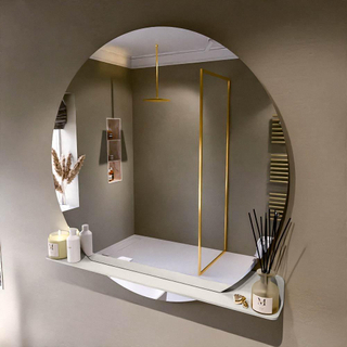 Mondiaz SPOT Badkamerspiegel - rond 120cm - spiegelplanchet - kleur Linen