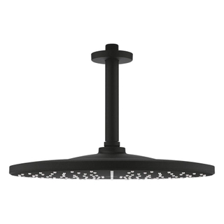 GROHE Grohtherm SmartControl Ensemble de douche à effet pluie - boîtier encastré - tête de douche ronde - bras de plafond - support de douchette - douchette à main en barre - phantom black (noir mat)