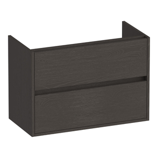 BRAUER Adore wastafelonderkast ondiep - 80x39x55cm - 2 softclose lades - greeploos - 1 sifon uitsparing - Timber Anthracite
