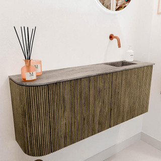 Mondiaz JOYA-DLUX Meuble de toilette 101,6cm - arrondi gauche couleur Dusk - Vasque FAYE position Droite Sans trou de robinet couleur Oza