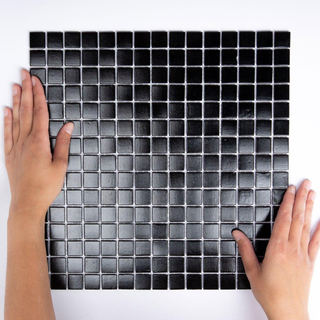 The Mosaic Factory Amsterdam mozaïektegel - 32.2x32.2cm - wand en vloertegel - Vierkant - Glas Black Black Mat