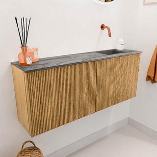 Mondiaz JOYA-DLUX 100cm meuble de salle de bains - couleur Oak - Vasque FAYE position Droite Sans trou de robinet couleur Sombra.