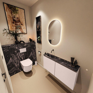 MONDIAZ TURE-DLUX Meuble toilette - 100cm - Rosee - EDEN - vasque Lava - position gauche - sans trou de robinet