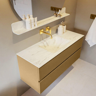 Mondiaz VICA-DLUX ensemble de meuble de salle de bain - 120cm - meuble sous-vasque oro - 2 tiroirs - lavabo encastré cloud milieu - sans trous de robinet - version haute de 60cm - opalo