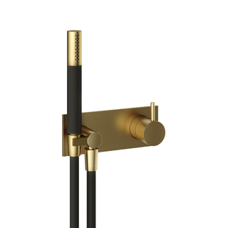 Hotbath Cobber partie de finition mitigeur de douche encastré avec flexible de douche et douchette en laiton brossé (or) PVD