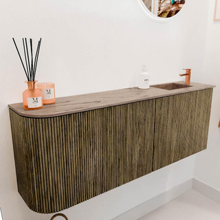 Mondiaz JOYA-DLUX 111.6cm toiletmeubel - ronding links kleur Dusk - Wastafel FAYE positie Rechts 1 kraangat kleur Arena.