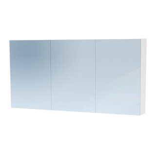 BRAUER Impress Deluxe spiegelkast - 140x70x15cm - interne en externe verlichting - 3 dubbelzijdige spiegeldeuren - hoogglans wit