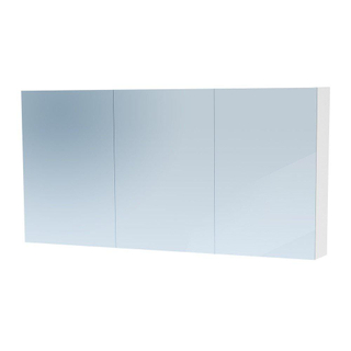 Saniclass Dual Spiegelkast - 140x70x15cm - verlichting - geintegreerd - 3 links- rechtsdraaiende spiegeldeur - MDF - hoogglans wit