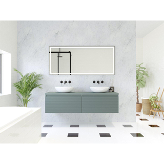 HR Matrix ensemble de meubles de salle de bain 3d 160cm 2 tiroirs sans poignée avec bande de poignée en couleur petrol matt avec dessus petrol matt
