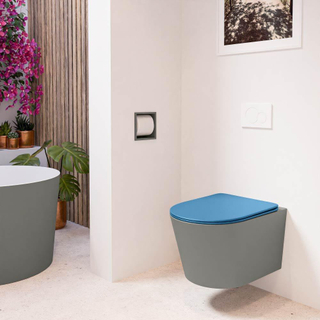 MONDIAZ LAVIE WC suspendu - 36x53cm - sans bride - Jeans (bleu) - softclose - quick-release - abattant WC - Smoke (gris)