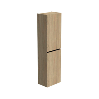 Thebalux Type badkamerkast 45x165X29cm greeplijst mat zwart rechtsdraaiend 2 deuren met softclose MDF spaanderplaat brandy SHOWROOMMODEL