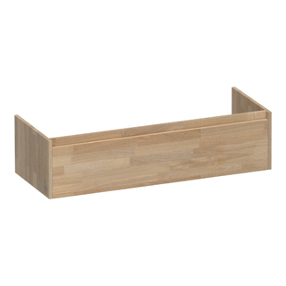 BRAUER Hope wastafelonderkast - 119x30x45.5cm - 1 softclose lade greeploos - 1 sifon uitsparing - massief eiken - vingerlas eiken grijs