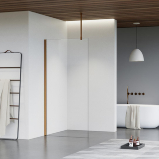 FugaFlow Eccelente Vetro inloopdouche badkamer - 60x200cm - helder glas - plafondarm - geborsteld koper