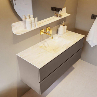 Mondiaz VICA-DLUX ensemble de meuble de salle de bain - 120cm - meuble sous-vasque fumée - 2 tiroirs - lavabo encastré nuage milieu - sans trous de robinet - version haute 60cm - ostra