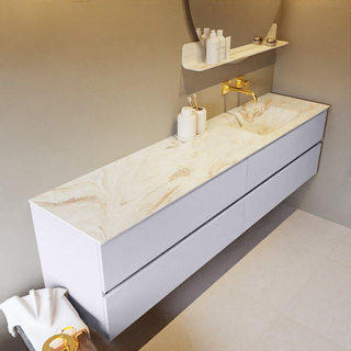 Mondiaz VICA-DLUX ensemble de meuble de salle de bain - 200cm - meuble sous-vasque cale - 4 tiroirs - lavabo encastrée cloud droite - sans trous de robinet - version haute de 60cm - frape