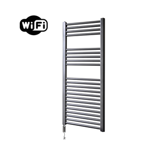 Sanicare HVW Elektrische Radiator - 111.8x45cm - 596W - wifi - thermostaat - chroom - linksonder - gunmetal (antraciet)