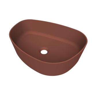 Arcqua Rocker waskom - opbouw - organisch links - 50x37cm - mat terracotta