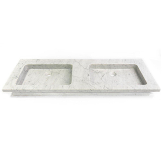 Saniclass Dia Lavabo pour meuble 121.5x46x9cm 2 vasques sans trou de robinet pierre naturelle marbre