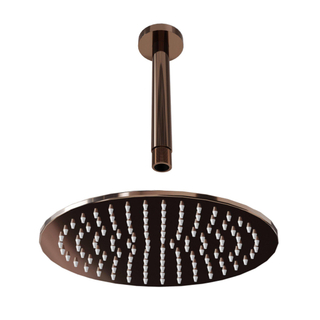 FugaFlow Eccelente Accessoire Douche de tête - 25cm - rond - bras de plafond 20cm - cuivre brossé PVD (Cuivre)