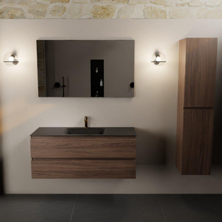 Mondiaz AIVY Ensemble de meuble - 120x45x50cm - 1 trou de robinet - 1 vasque Urban Solid surface - Centre - 2 tiroirs - sans miroir - Melamine Mocha