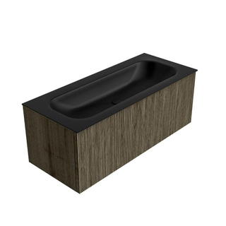 Mondiaz KURVE Badkamermeubelset - 110x46x40cm - 1 lade - wastafel solid surface - midden - zonder kraangat - Shadow