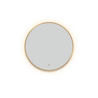 FugaFlow Eccelente Arredo Miroir avec éclairage rond diamètre 100cm avec éclairage LED indirect avec chauffe miroir et interrupteur infrarouge Or mat