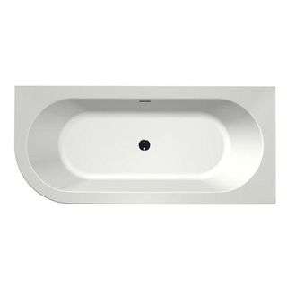 Xenz charley xs baignoire d'angle, droite 165x75 bicolor edelweiss/ébène avec fente, vidage blanc mat