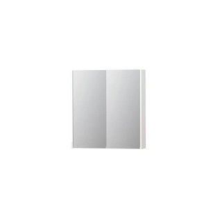 INK SPK2 Spiegelkast - 70x14x74cm - 2 deuren - dubbelzijdige Spiegel - schakelaar en stopcontact - MDF lak wit hoogglans