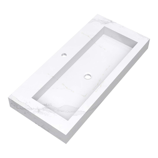 BRAUER Artificial Marble Lavabo pour meuble 99.6x45.7x10.5cm sans trop-plein 1 vasque Centre 1 trou de robinet Composite Calacatta Gold