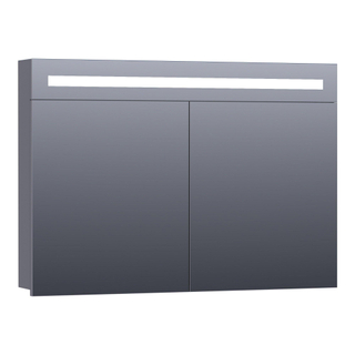 Saniclass 2.0 Spiegelkast - 100x70x15cm - verlichting geintegreerd - 2 links- en rechtsdraaiende spiegeldeuren - MDF - hoogglans grijs