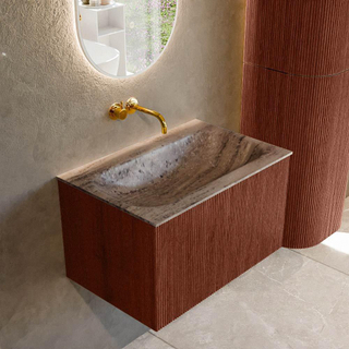 MONDIAZ KURVE-DLUX 70cm badmeubel kleur Ruby met 1 lade en 0 deuren. Wastafel BIG SMALL Midden zonder kraangat Oza.