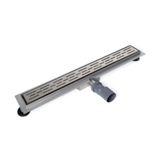 Saniclass Caniveau de douche 70x7x6.7cm peu profond avec évacuation latérale Inox