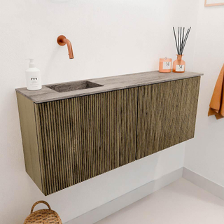 Mondiaz JOYA-DLUX 100cm toiletmeubel - kleur Dusk - Wastafel FAYE positie Links Zonder kraangat kleur Oza.